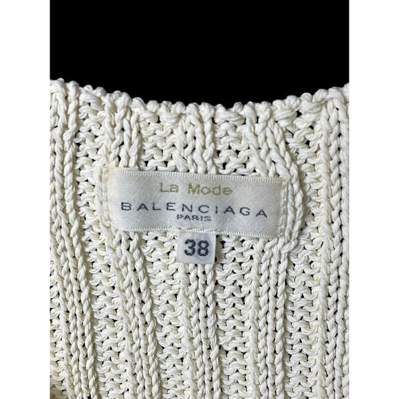 Vintage Balenciaga Knit Ivory Crochet Sleeveless Women Vest From Japan Medium - Picture 3 of 8